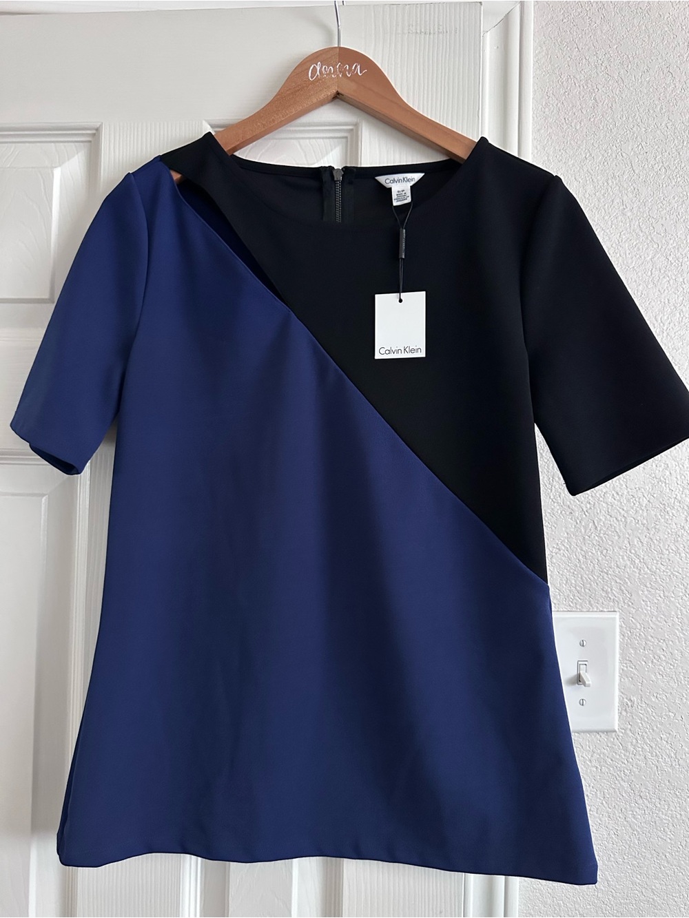 Calvin Klein color block top with cutout